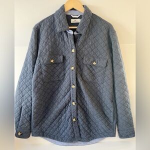 Vineyard Vines Blue Quilted Jacket Shacket with Pockets Dreamcloth Soft Shacket